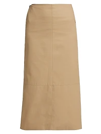 The Avery Side-Zip Cotton Midi-Skirt