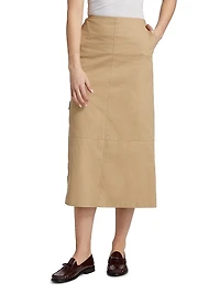 The Avery Side-Zip Cotton Midi-Skirt
