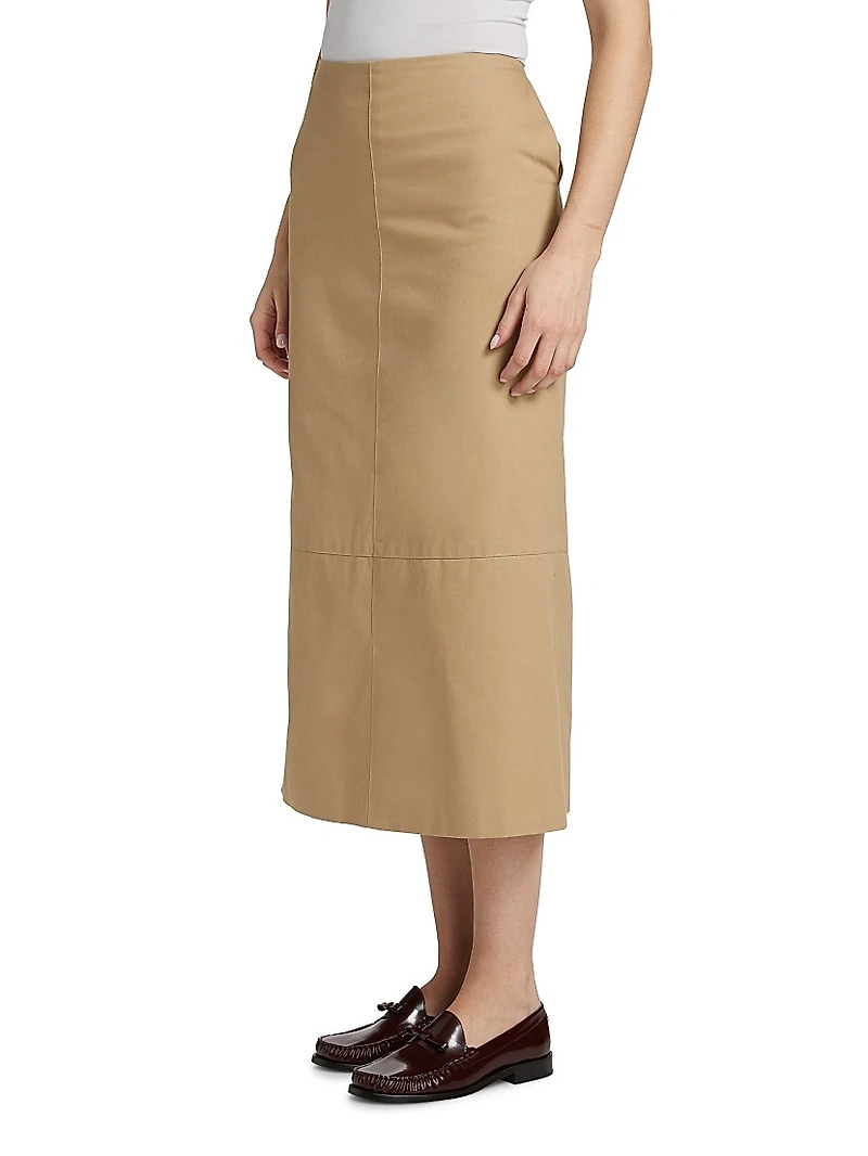 The Avery Side-Zip Cotton Midi-Skirt