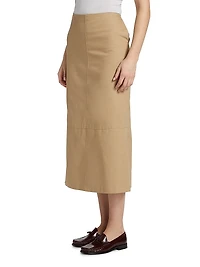 The Avery Side-Zip Cotton Midi-Skirt