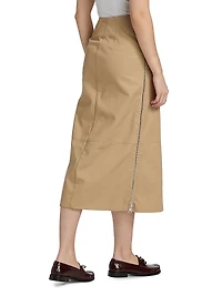 The Avery Side-Zip Cotton Midi-Skirt