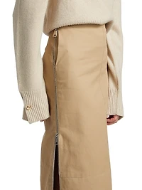 The Avery Side-Zip Cotton Midi-Skirt