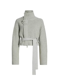 The Neal Zip-Front Belted Sweater