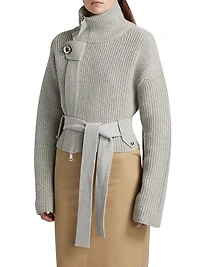 The Neal Zip-Front Belted Sweater
