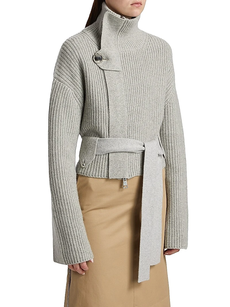 The Neal Zip-Front Belted Sweater
