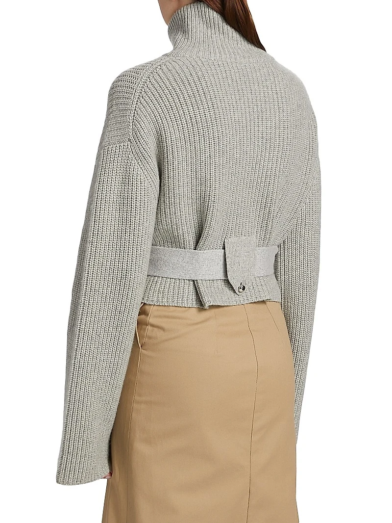 The Neal Zip-Front Belted Sweater