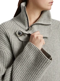 The Neal Zip-Front Belted Sweater