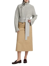 The Neal Zip-Front Belted Sweater