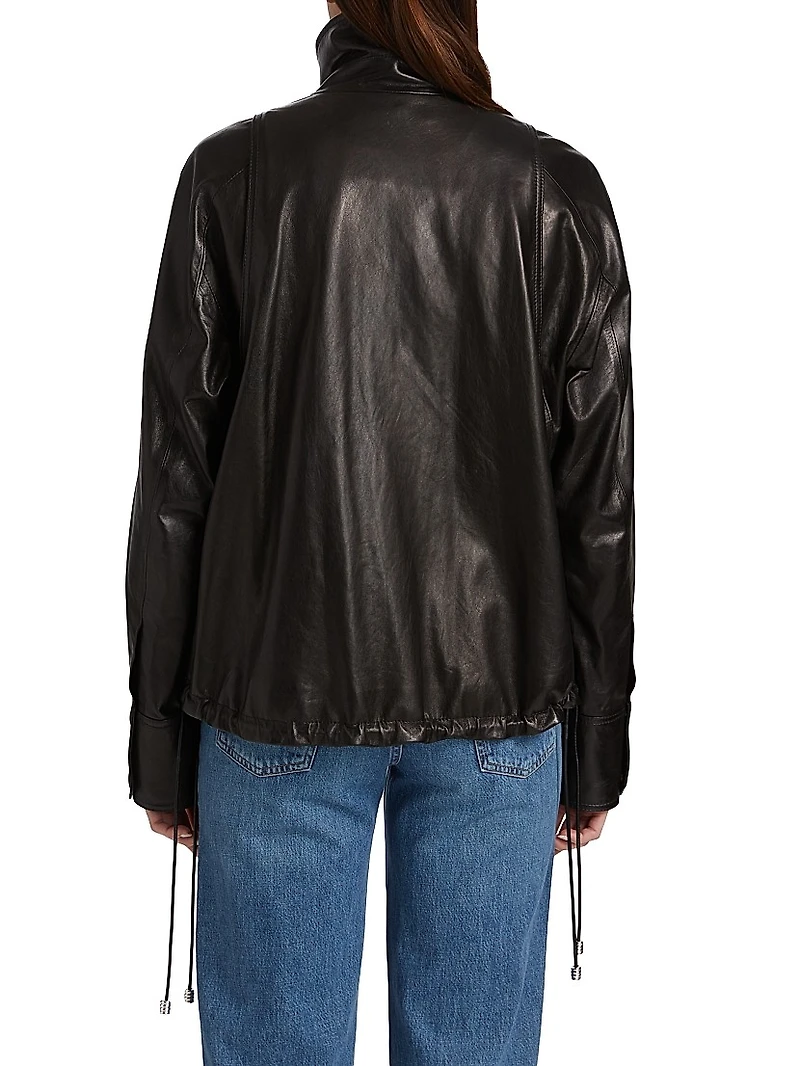 The Harper Drawcord Leather Jacket