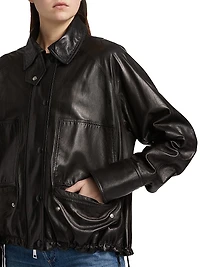 The Harper Drawcord Leather Jacket