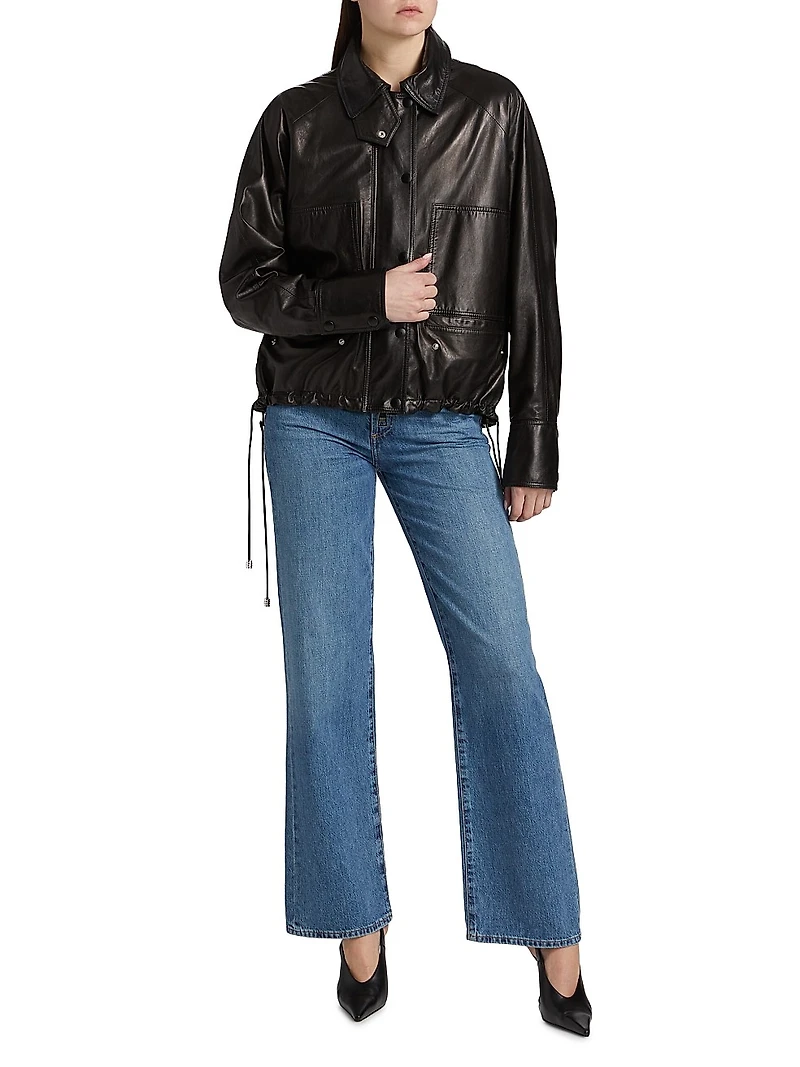 The Harper Drawcord Leather Jacket