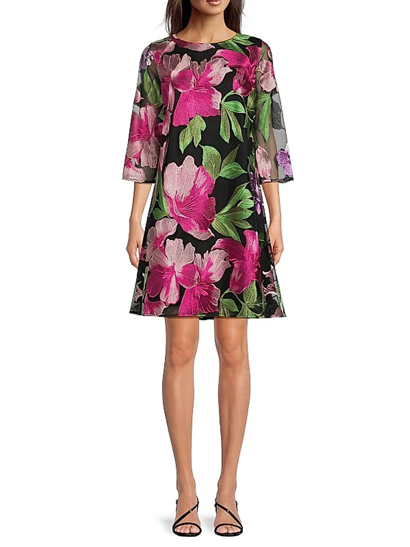 Abundant Blooms Easy Floral Embroidered Minidress