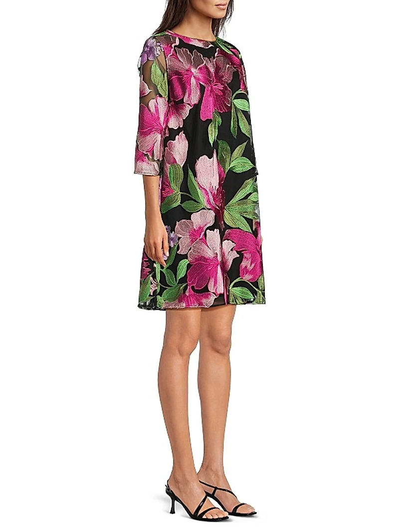 Abundant Blooms Easy Floral Embroidered Minidress