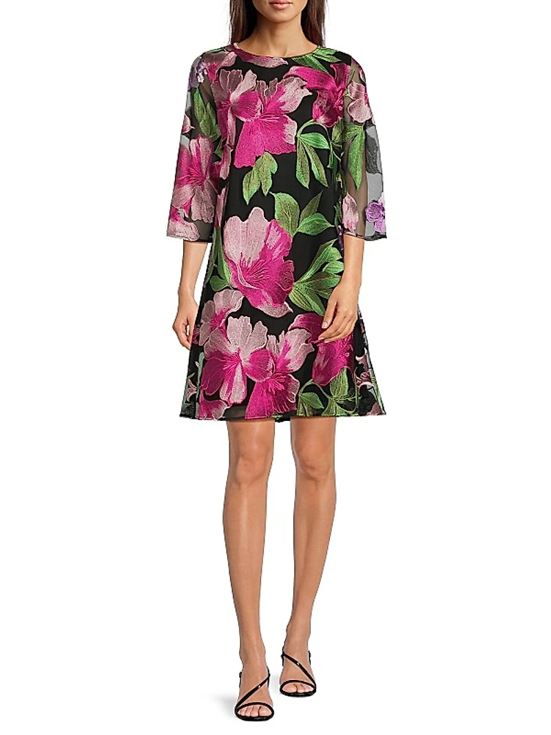 Abundant Blooms Easy Floral Embroidered Minidress