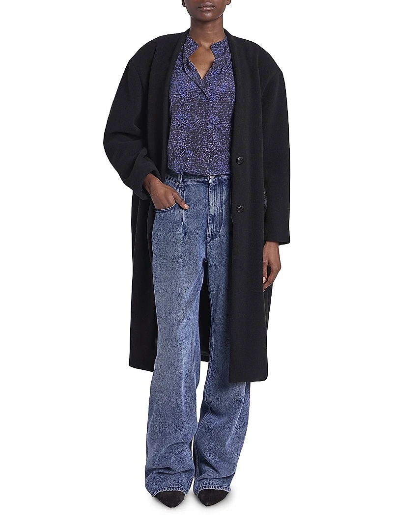 Florane Wool-Blend Long Coat