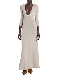 Salina Wool-Blend Plunging Maxi Dress