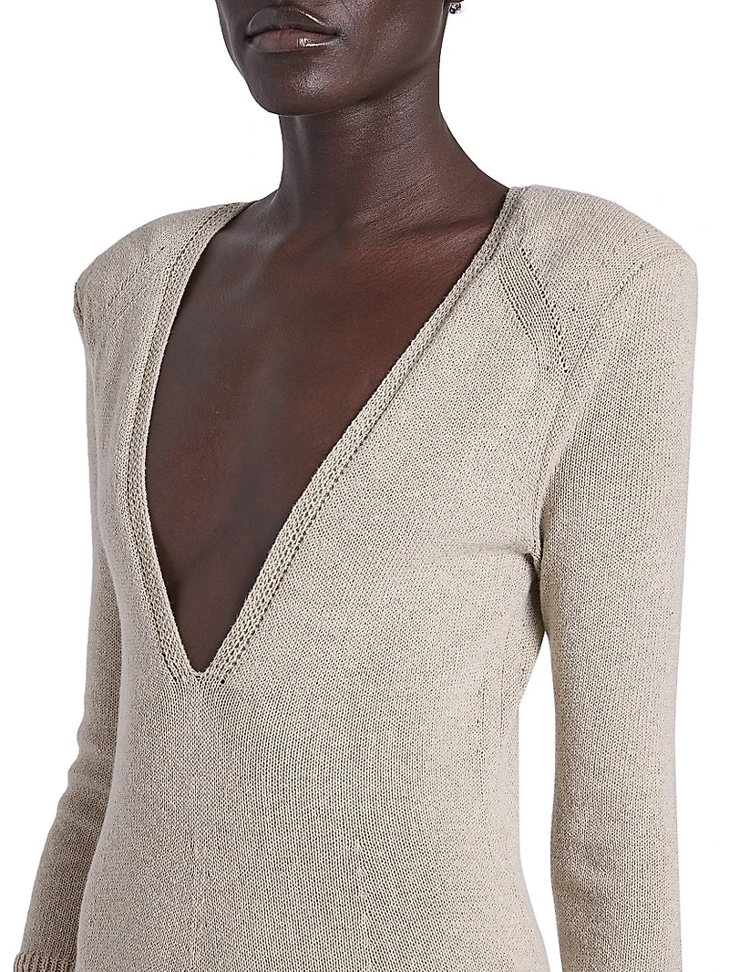 Salina Wool-Blend Plunging Maxi Dress