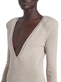 Salina Wool-Blend Plunging Maxi Dress