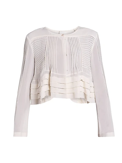 Carolia Pintuck Silk Blouse