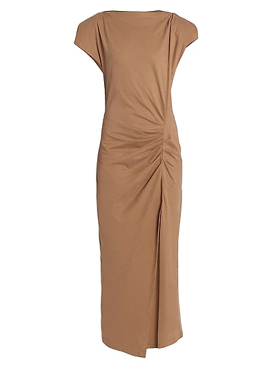 Nadela Ruched Cotton Maxi Dress