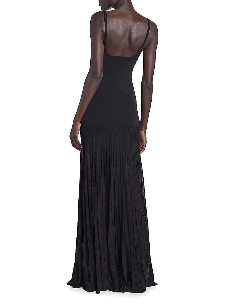 Velma Pleated Cotton-Blend Gown