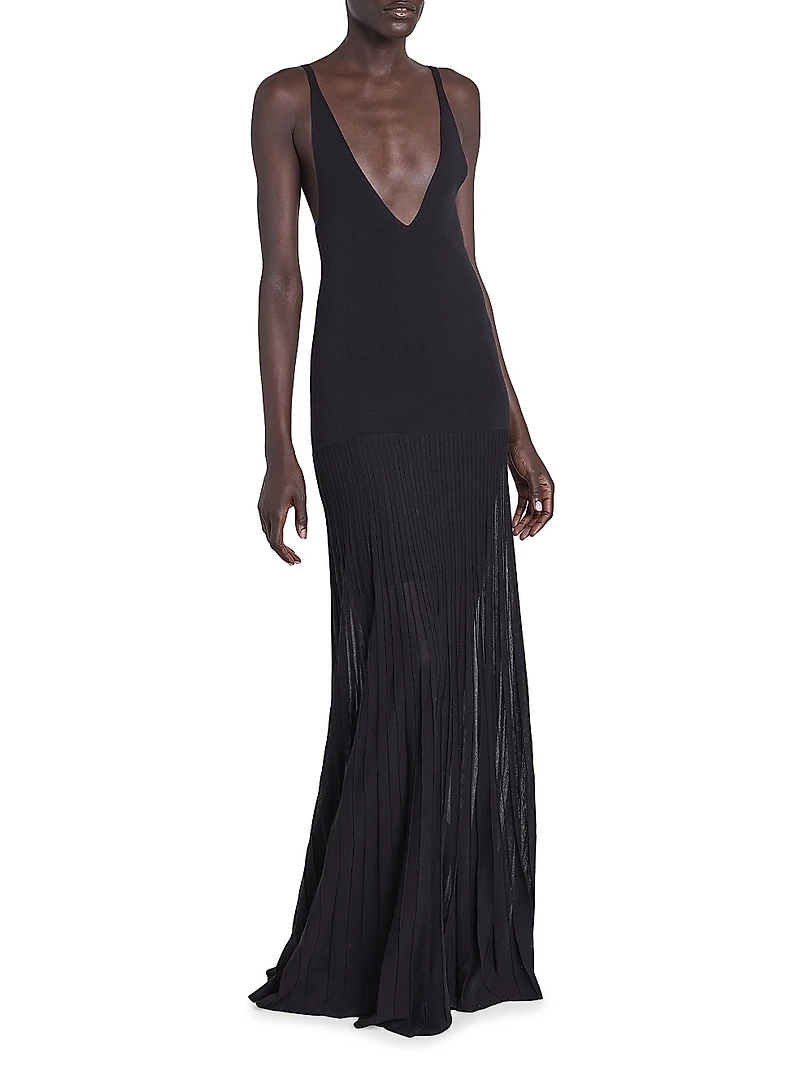 Velma Pleated Cotton-Blend Gown