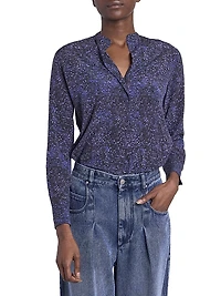 Sima Printed Silk-Blend Top
