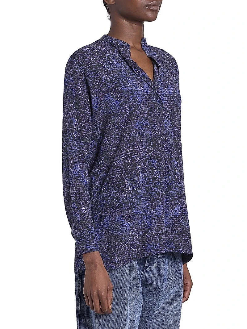Sima Printed Silk-Blend Top