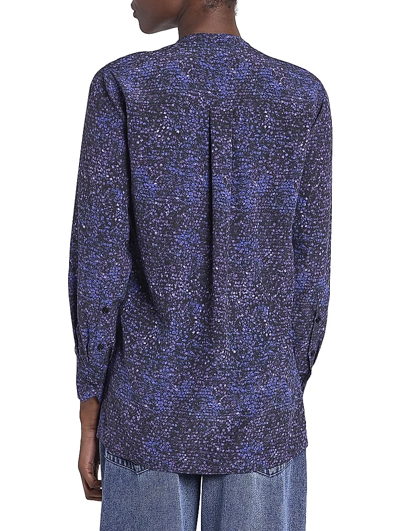 Sima Printed Silk-Blend Top