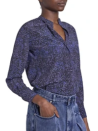 Sima Printed Silk-Blend Top