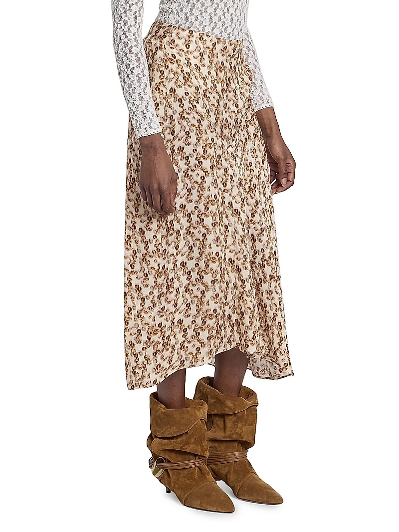 Lisanne Floral Silk-Blend Draped Midi-Skirt