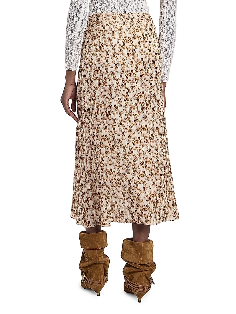 Lisanne Floral Silk-Blend Draped Midi-Skirt