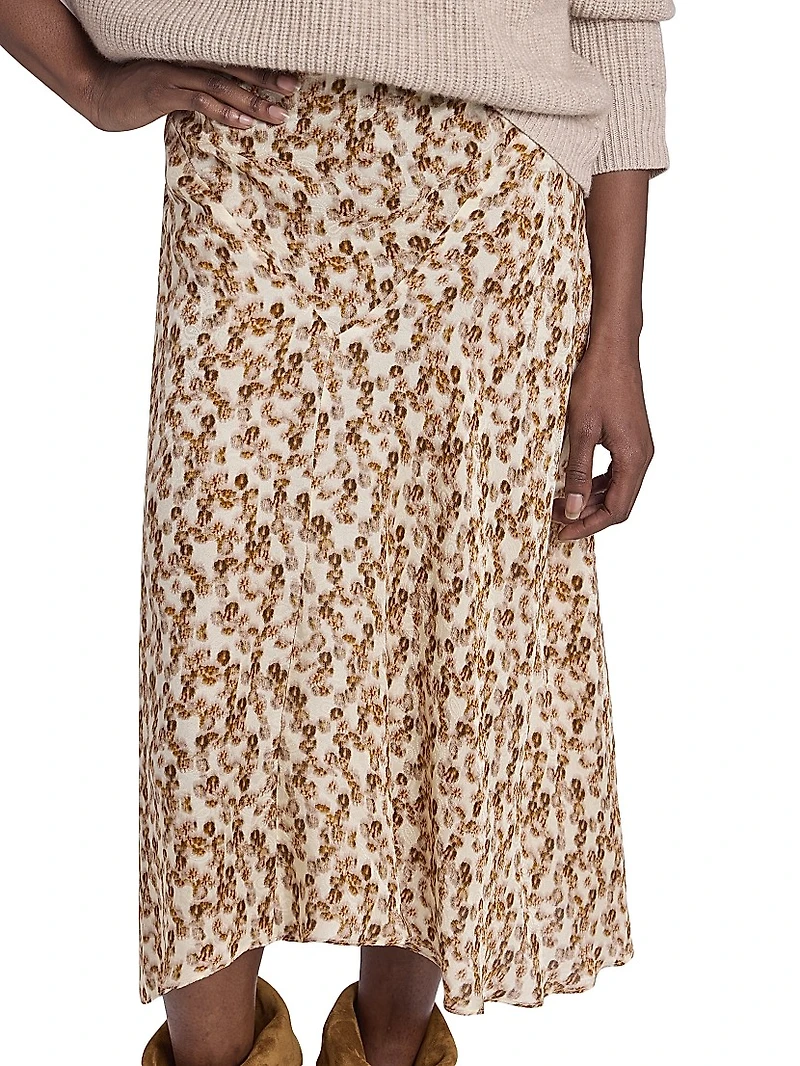 Lisanne Floral Silk-Blend Draped Midi-Skirt