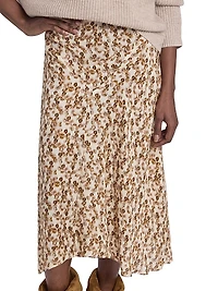 Lisanne Floral Silk-Blend Draped Midi-Skirt