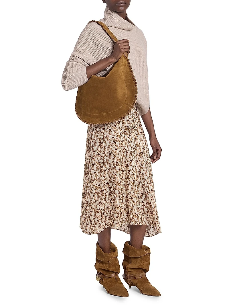 Lisanne Floral Silk-Blend Draped Midi-Skirt