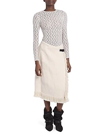 Galla Cotton-Linen Midi-Skirt