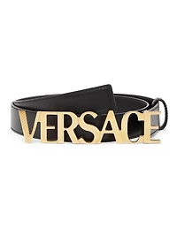 Logo Buckle Leather Belt