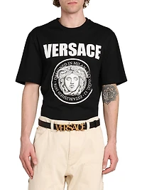 Logo Buckle Leather Belt