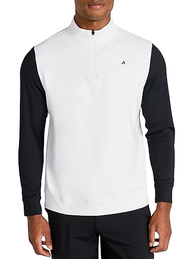 Parc Colorblocked Stretch-Knit Quarter-Zip Top