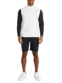 Parc Colorblocked Stretch-Knit Quarter-Zip Top