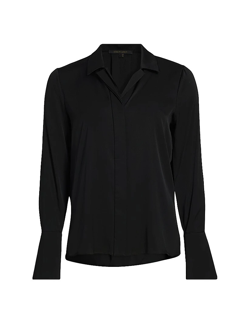 Silk Button-Front Shirt Blouse