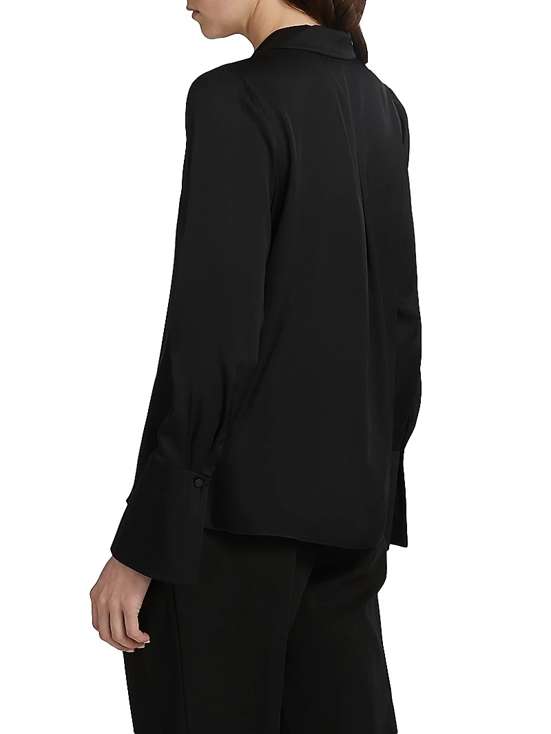 Silk Button-Front Shirt Blouse