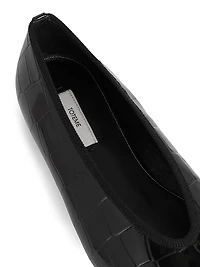 Croc-Embossed Patent Leather Ballerina Flats