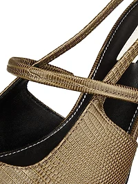 90MM Lizard-Embossed Leather Slingback Pumps