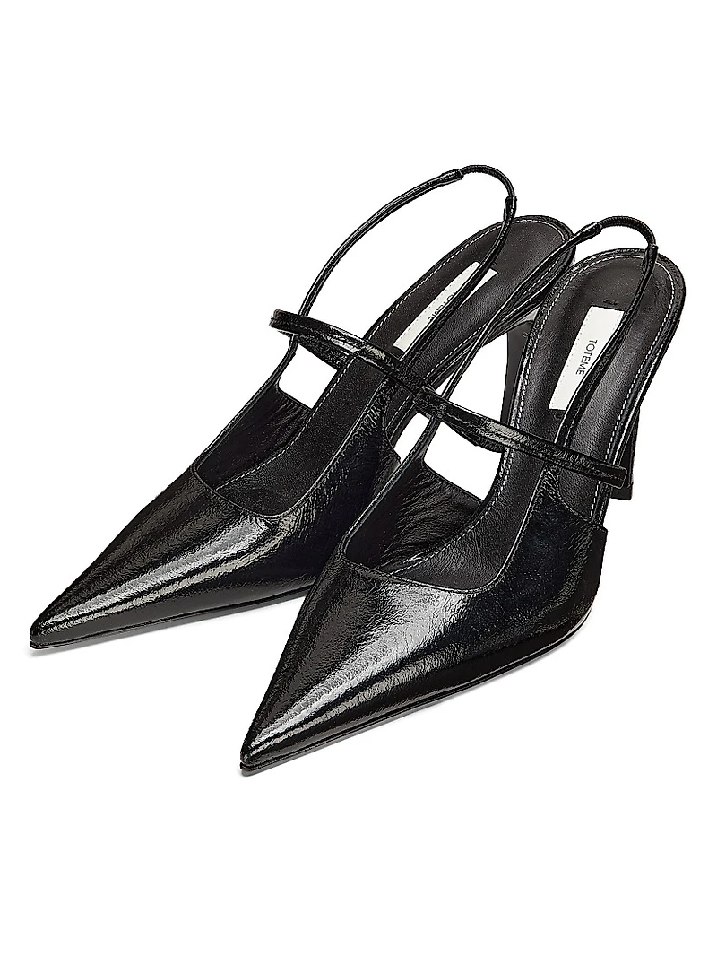 90MM Leather Slingback Pumps