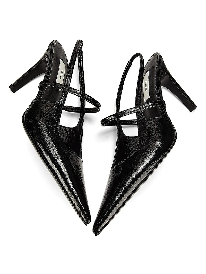 90MM Leather Slingback Pumps