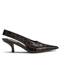 55MM Croc-Embossed Leather Slingback Pumps