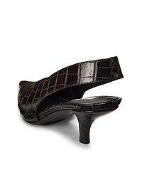 55MM Croc-Embossed Leather Slingback Pumps