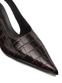 55MM Croc-Embossed Leather Slingback Pumps