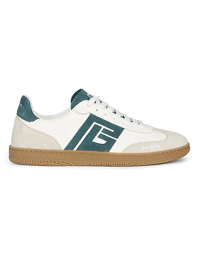 Swan Logo Leather Low-Top Sneakers
